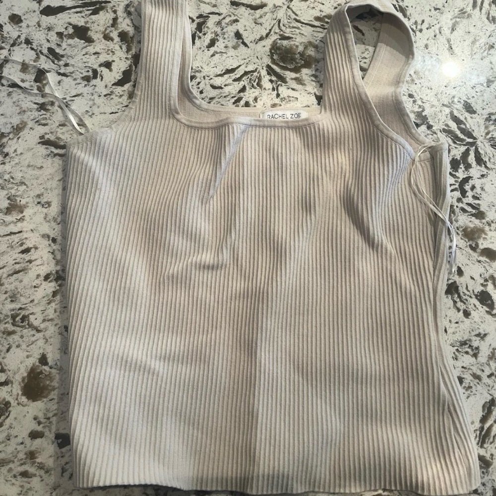 Rachel Zoe Women's Beige Ribbed Tank Top